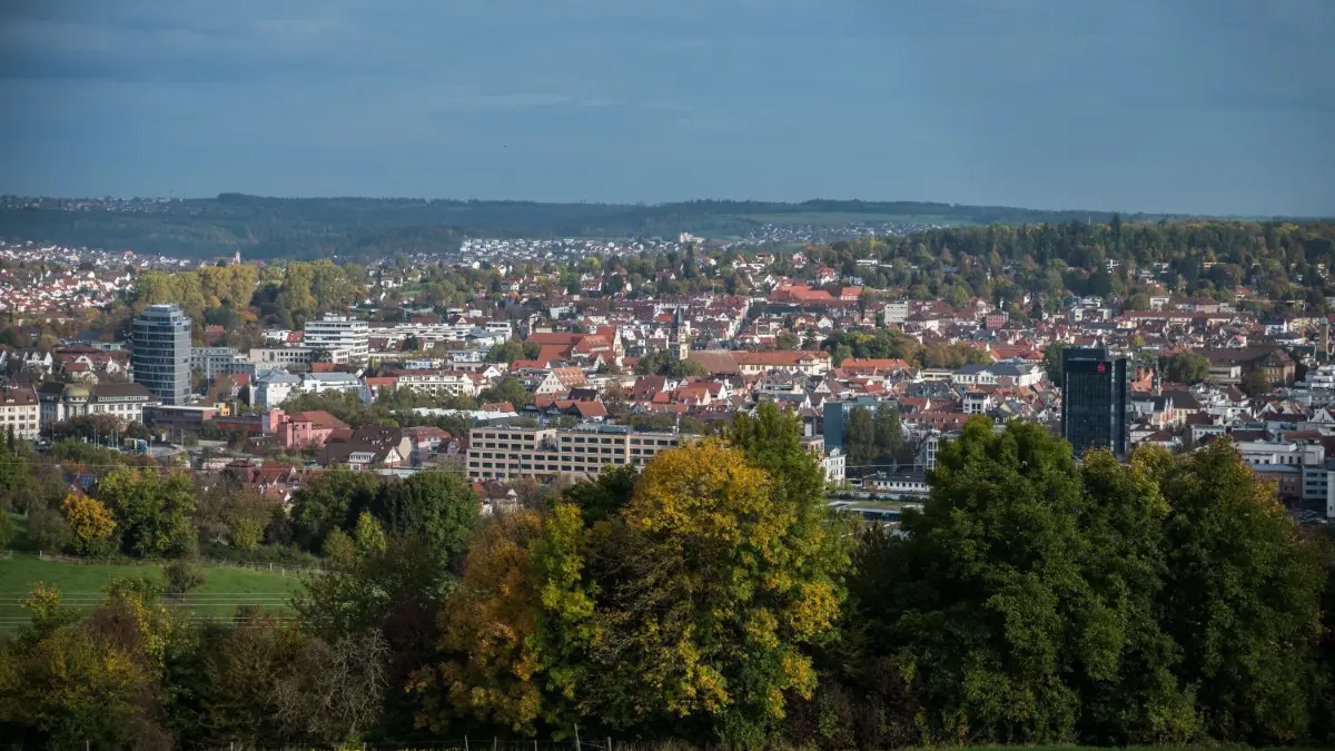 Blick vom Eichert hinunter auf die Stadt Göppingen. Die CDU beharrt auf Untersuchungen, ob eine Seilbahn eine mögliche Ergänzung zum Busverkehr von der Innenstadt hinauf zum Bergfeld und zum Eichert wäre.⇥