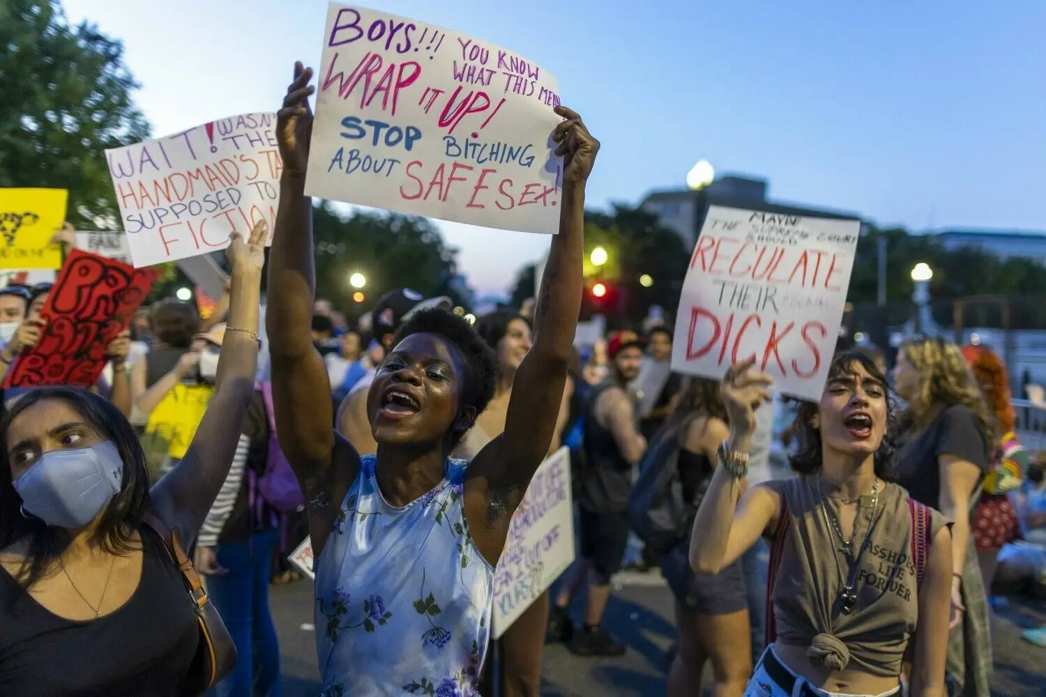 Washington: Diese Demonstranten halten nichts vom Kippen der Grundsatzentscheidung zum US-Abtreibungsrecht von 1973 durch den aktuellen Supreme Court.
