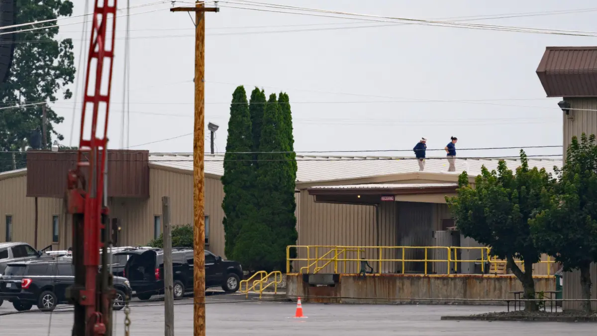 Investigations Ensue As U.S. Reels After Trump Assassination Attempt: BUTLER, PENNSYLVANIA - JULY 14: Two FBI investigators scan the roof of AGR International Inc, the building adjacent to the Butler Fairgrounds, from which alleged shooter Matthew Thomas Crooks fired at former President Donald J. Trump, in the aftermath of the attempted assassination at a campaign rally on July 14, 2024 in Butler, Pennsylvania. Trump was escorted away by the Secret Service with an injury to his ear. One attendee at the rally on July 13 was killed and two others severely injured. Jeff Swensen/Getty Images/AFP (Photo by JEFF SWENSEN / GETTY IMAGES NORTH AMERICA / Getty Images via AFP)