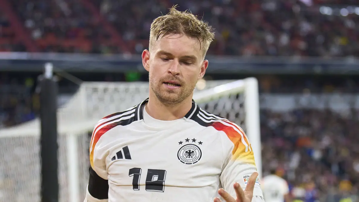 Maximilian Mittelstädt, DFB 18 sad after failed chance for goal in the UEFA Nations League 2024 match GERMANY - NETHERLANDS 1-0 in Season 2024/2025 at Oct 14, 2024 in Munich, Germany.