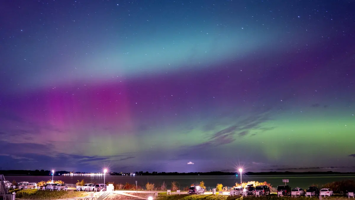 Polarlichter über der Ostsee in Olpenitz am Abend des 18.10.2025