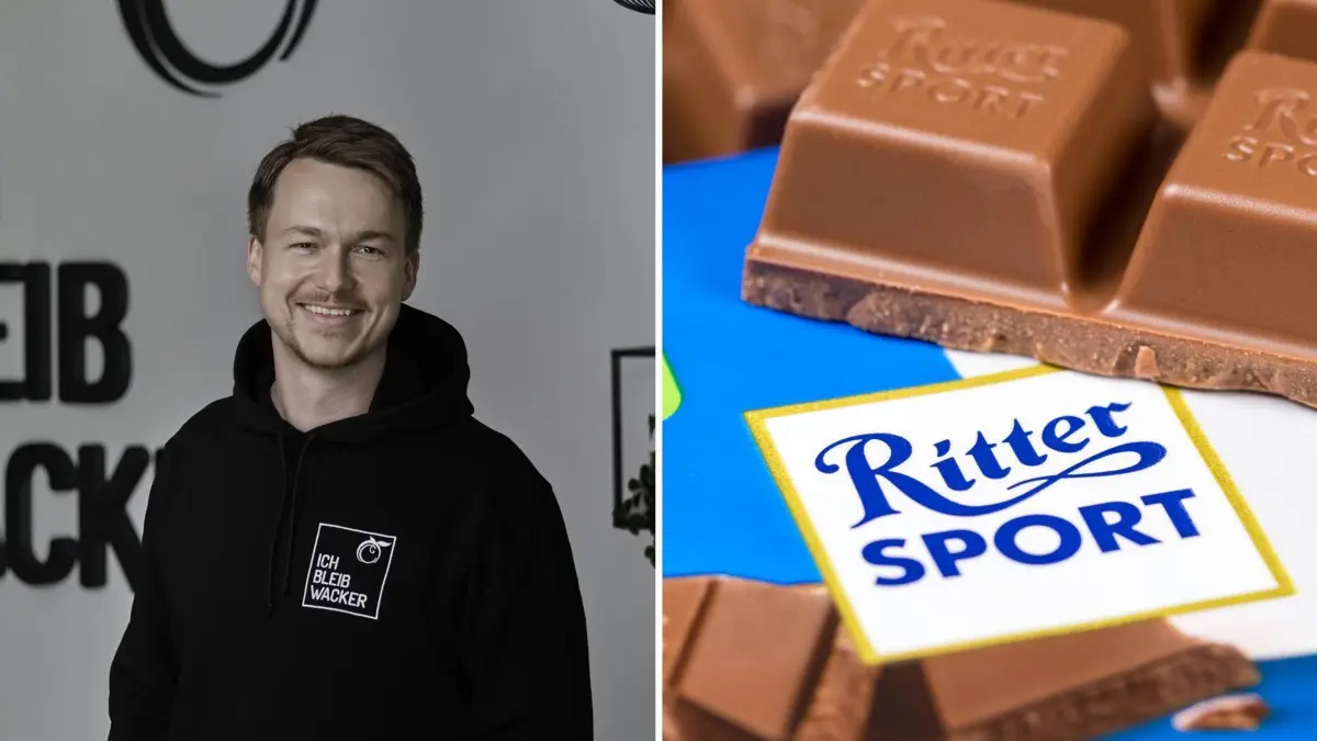 Geschäftsführer Matteo Wacker freut sich über die Entscheidung des Richters. Ritter Sport hatte ihn wegen seiner quadratischen Form verklagt.