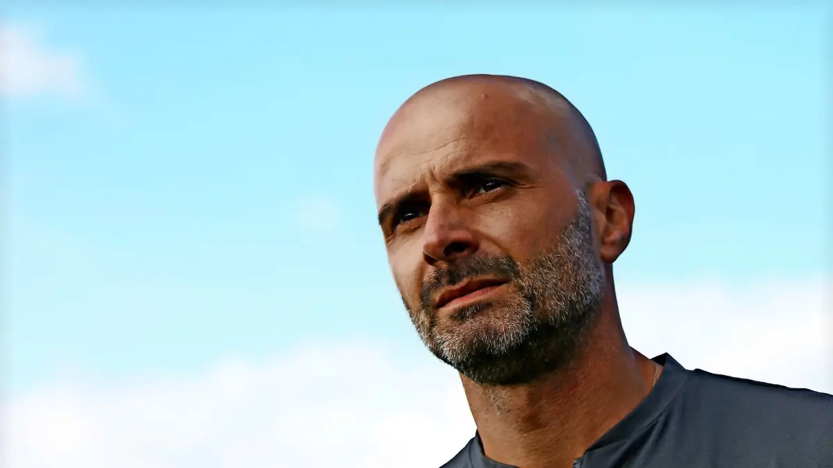 BAU // 23.09.2023, Deutschland, Rutesheim, Fußball Landesliga Staffel 1, SKV Rutesheim vs. TV Oeffingen, TV Trainer Giuseppe Greco