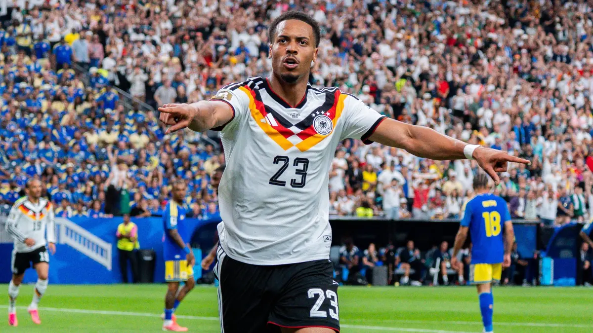 FIFA Fussball Weltmeisterschaft 2026, Gruppe E, Spiel 1, Deutschland vs. Curacao, 14.06.2026 im NRG Stadium in Houston, Texas Tor zum 1:0 durch Felix Nmecha Deutschland Nathaniel Brown Deutschland *** 2026 FIFA World Cup, Group E, Match 1, Germany vs. Curaçao, June 14, 2026, at NRG Stadium in Houston, Texas. Goal to make it 10 by Felix Nmecha Germany. Nathaniel Brown Germany,detected_source_language Copyright: xBahhoxKarax