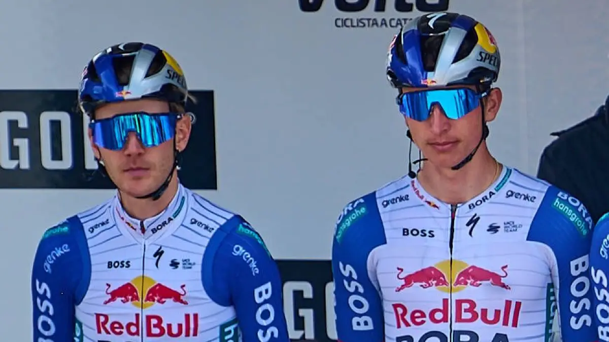 March 23, 2026, Sant Feliu De GuiXols, Girona, Spain: Presentation of Red Bull-Bora-Hansgrohe with 1 Remco Evenepoel BEL, 2 Florian Lipowitz GER, 3 Jai Hindley AUS, 4 Luke Tuckwell AUS, 5 Nico Denz GER, 6 Mattia Cattaneo ITA and 7 Frederik Wandahl DEN during the 105th Tour of Catalonia Volta Ciclista a Catalunya 2026, stage 1, cycling race, over 172,8 km starting and finishing in Sant Feliu de Guixols city. 105th Tour Of Catalonia Volta Ciclista A Catalunya, Cycling Race In Catalonia, Spain - 23 Mar 2026 PUBLICATIONxINxGERxSUIxAUTxONLY - ZUMAs197 20260323_aaa_s197_412 Copyright: xDavidxPastorxAndresx
