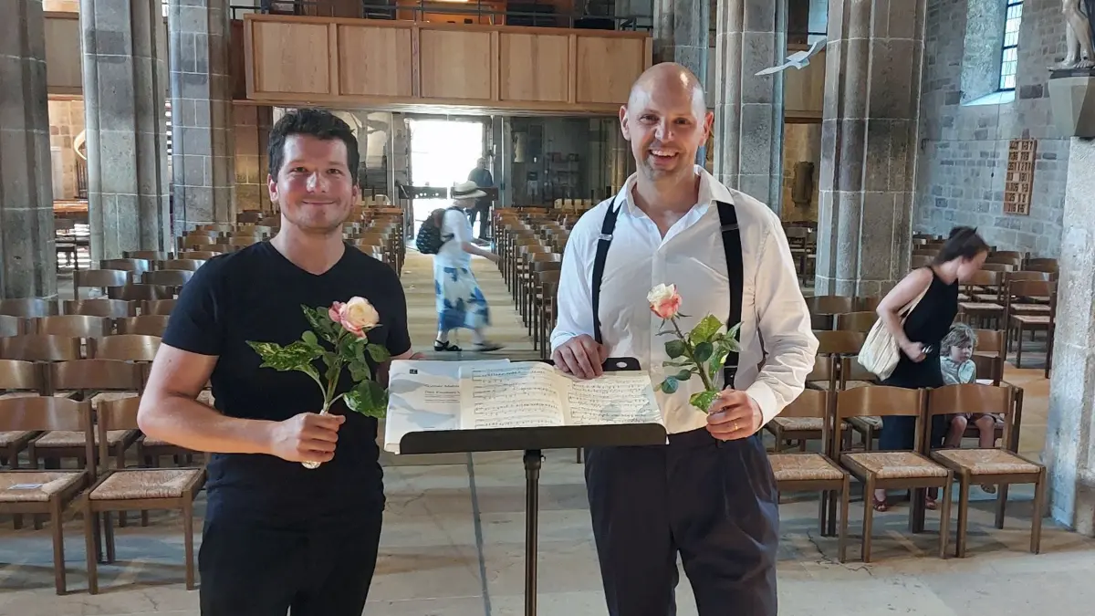 Zwei glückliche Musiker in der Martinskirche, Danuiel Tepper (links) und Johannes Held.