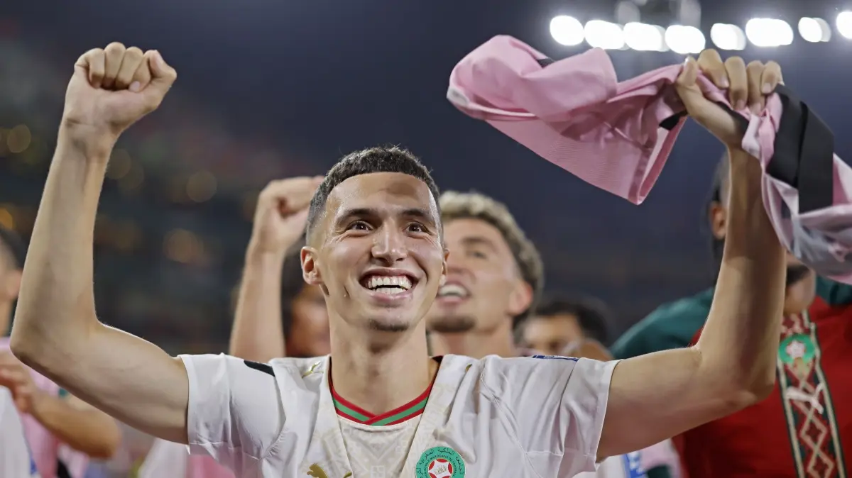 FIFA WM 2026: Sechzehntelfinale Niederlande vs Marokko 3:4 n.E.: June 29, 2026, Monterrey, Mexico: Bilal El Khannouss of Morocco celebrates the team s victory through the penalty shootout during the match between Netherlands and Morocco for the round 32 of the FIFA World Cup 2026 at Monterrey Stadium on June 29, 2026 in Monterrey, Mexico. Photo: Heuler Andrey/DiaEsportivo (Credit Image: Heuler Andrey/ZUMA Press Wire)