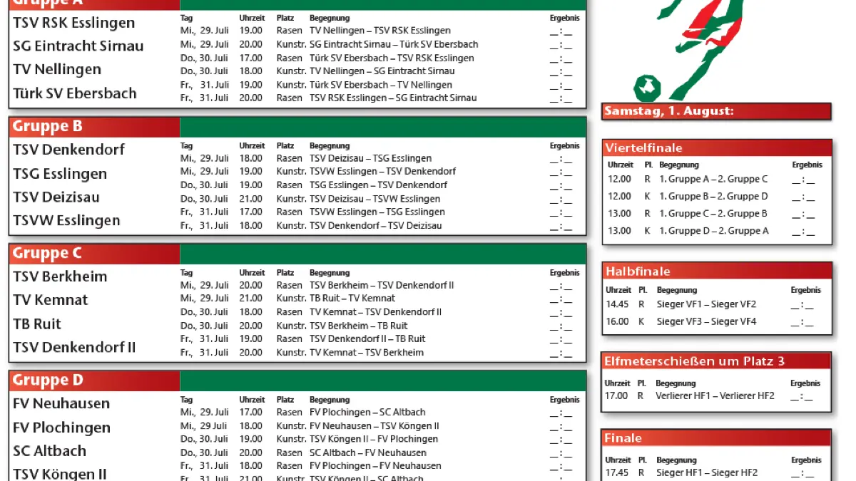 TSV Denkendorf II für TSV Scharnhausen - das ist der aktualisierte Spielplan.