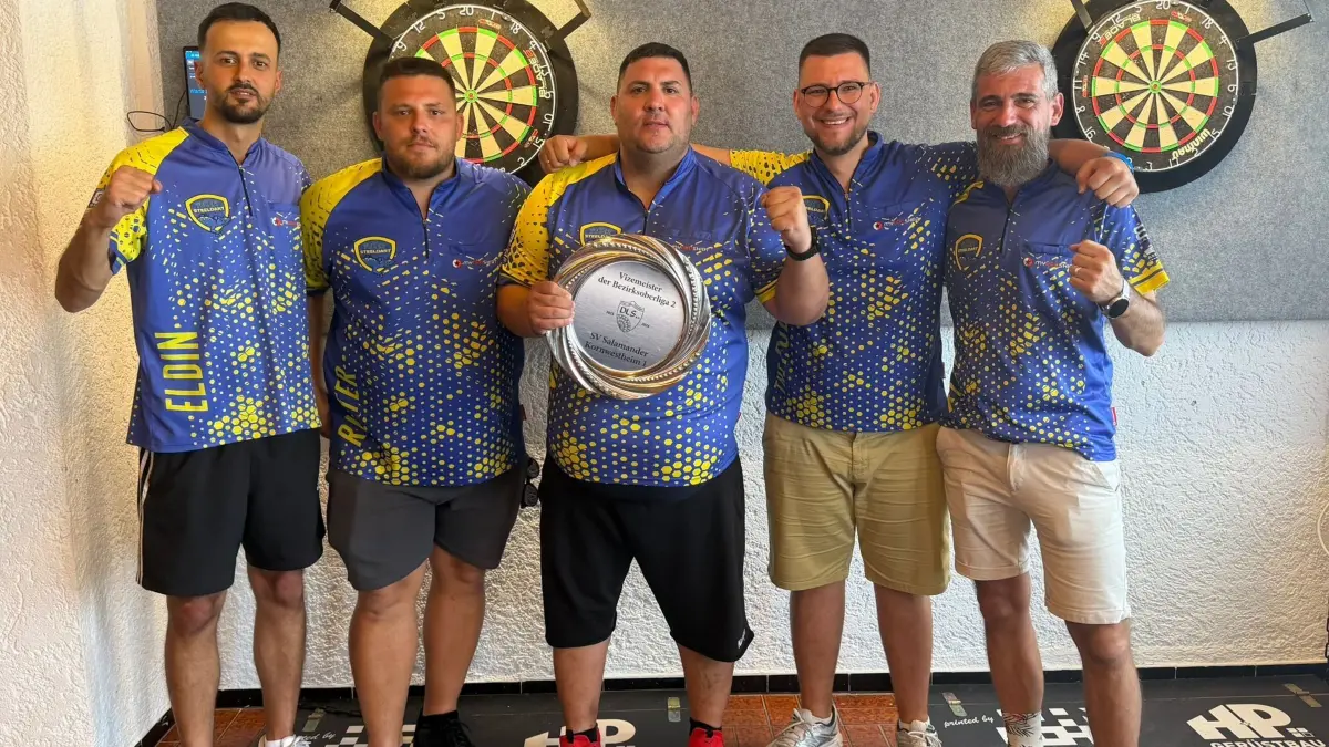 Das Dart-Team aus Kornwestheim feiert den erstmaligen Aufstieg in die im September startende Oberliga.