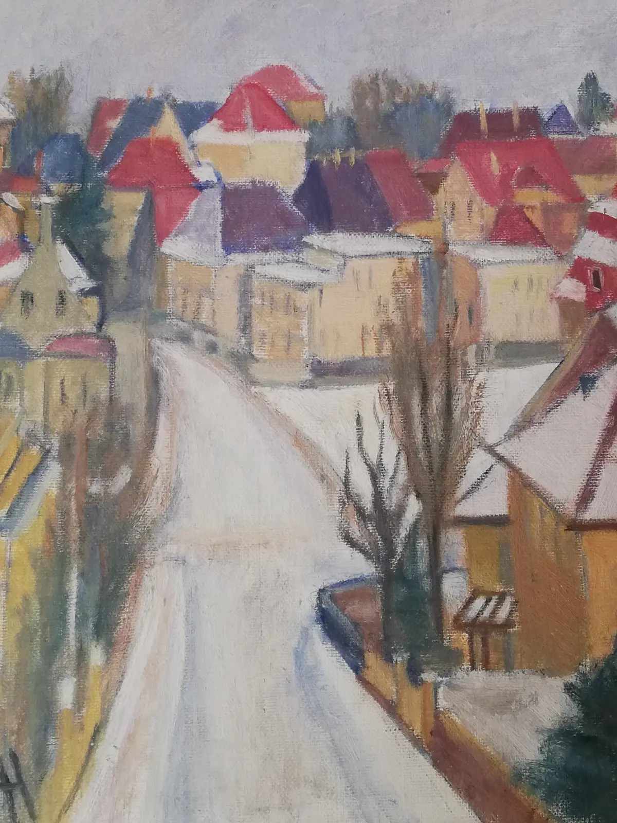 Blick von der Sandbergerstraße“ - eines der beiden Gemälde von Alice Haarburger, das ihre Großnichte, die Holocaust-Überlebende, Eva Weyl nun erwerben kann.