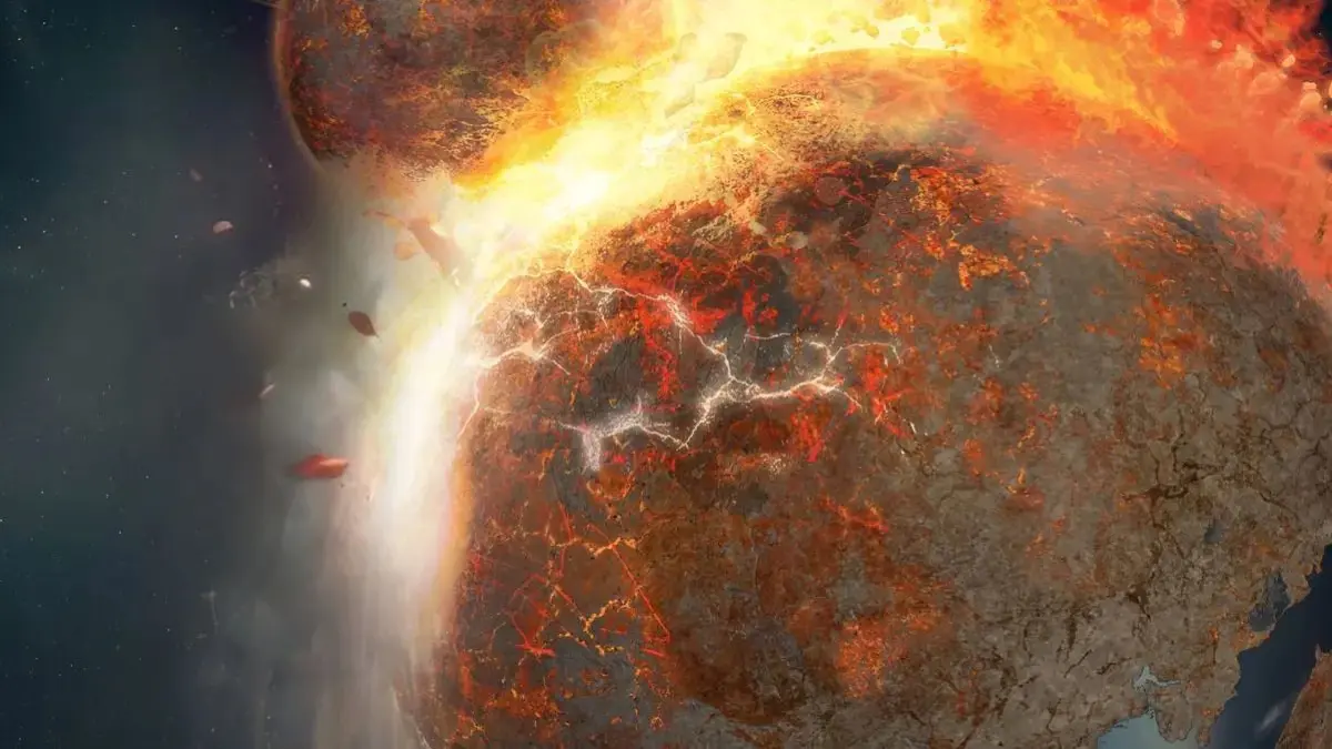 Kurz nach der Entstehung des Sonnensystems vor 4,46 Milliarden Jahren kam es zu dem wohl folgenreichsten Ereignis in der Geschichte unseres Planeten: Der marsgroße Himmelskörper Theia stieß mit der Ur-Erde zusammen. Aus den ins All geschleuderten Trümmern – einem Gemisch aus Materie von Theia und der Ur-Erde – entstand unser Mond.