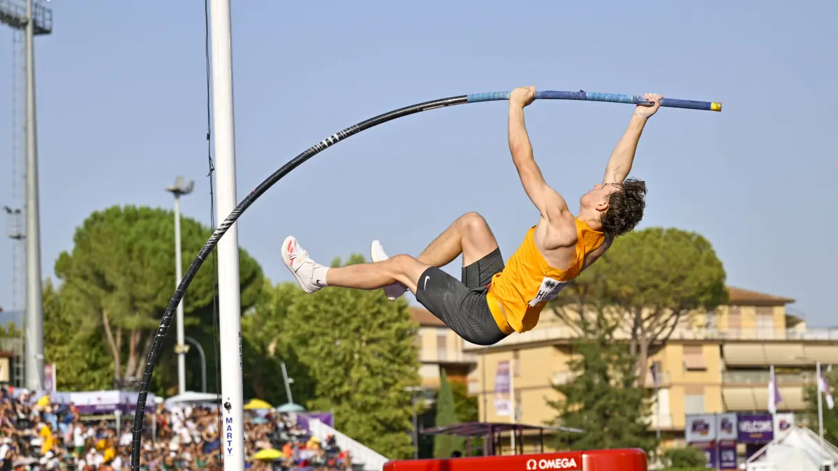 Jonathan HUMMEL Germany, LG Leinfelden-Echterdingen, Stabhochsprung ITA, European Atheltics U18 Championships, Athletics, 18.07.2026, ITA, European Atheltics U18 Championships, Athletics, 18.07.2026, *** Jonathan HUMMEL, Germany, LG Leinfelden Echterdingen, Pole Vault, ITA, European Athletics U18 Championships, Athletics, July 18, 2026, ITA, European Athletics U18 Championships, Athletics, July 18, 2026, Copyright: xx