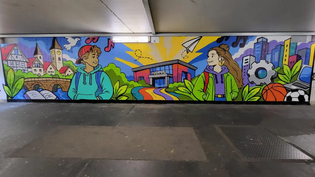 Das ist das elf Meter lange Graffiti-Kunstwerk in der S-Bahn-Unterführung Oberesslingen.