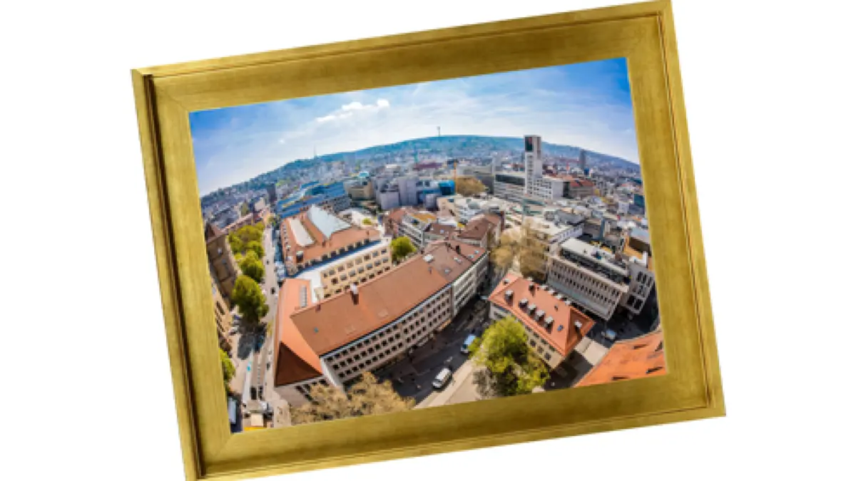 Frei nach Loriot: das Bild von Stuttgart hängt schief.