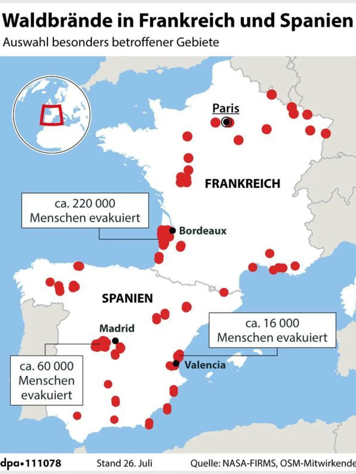 Waldbrände in Frankreich und Spanien
