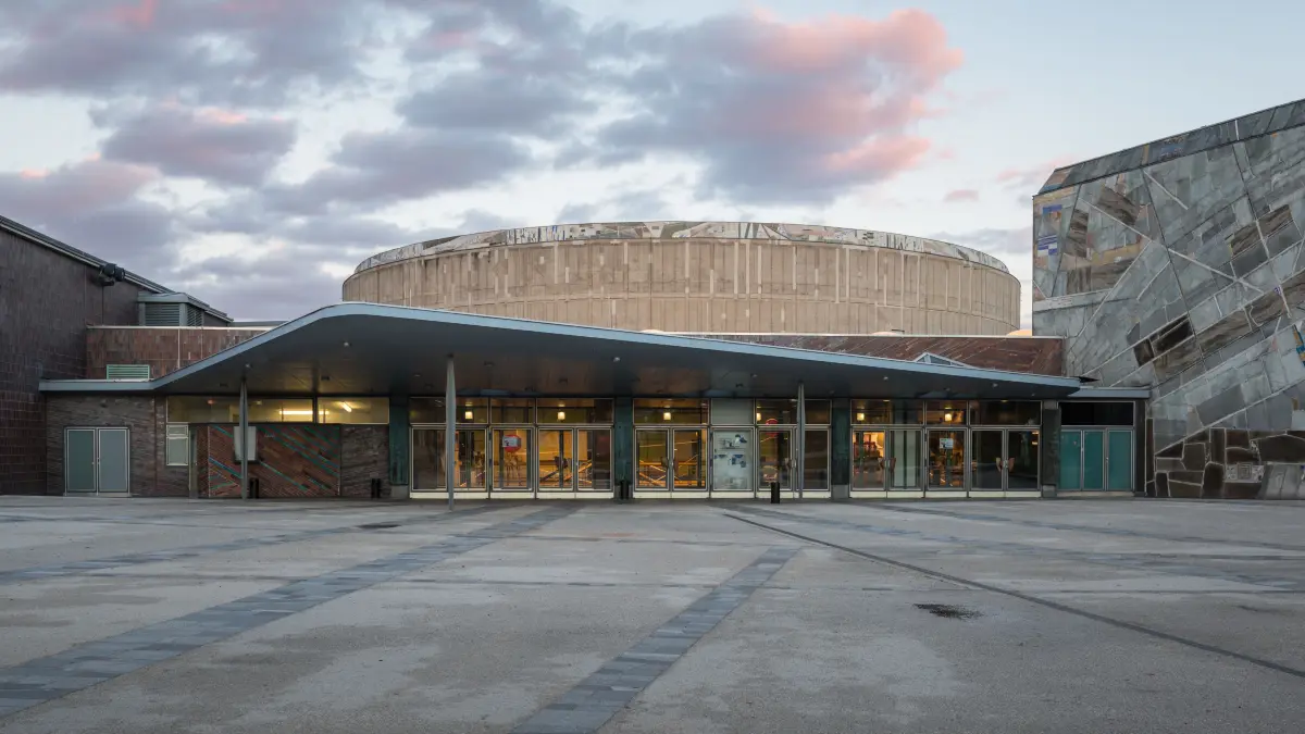 Stuttgart, Liederhalle, Stuttgart, Germany - January 10, 2014: The Liederhalle in Stuttgart is a Concert and Congress Center build shortly after the second World War.