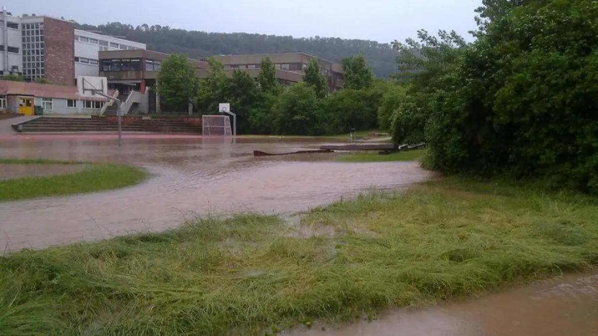 Gerlingen Hochwasser 4. Juli 2010, Rathaus