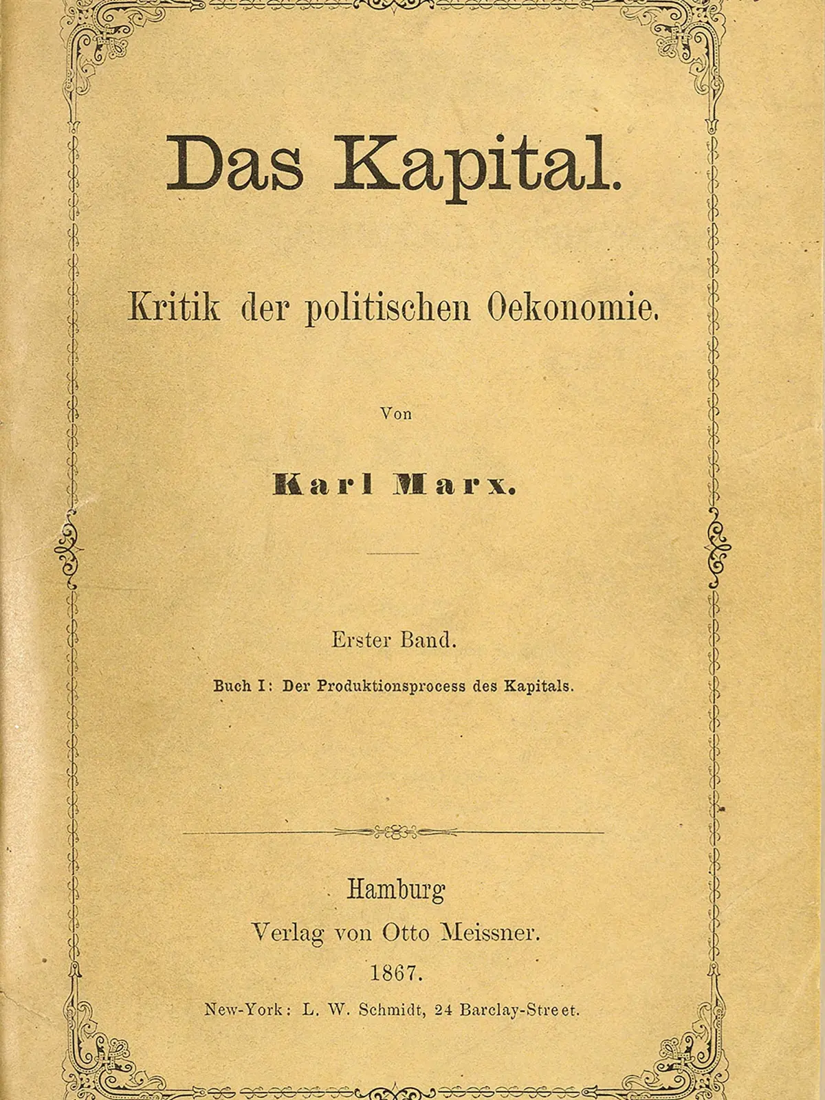 Titelblatt der Originalausgabe des ersten Bandes "Das Kapital" von 1867.
