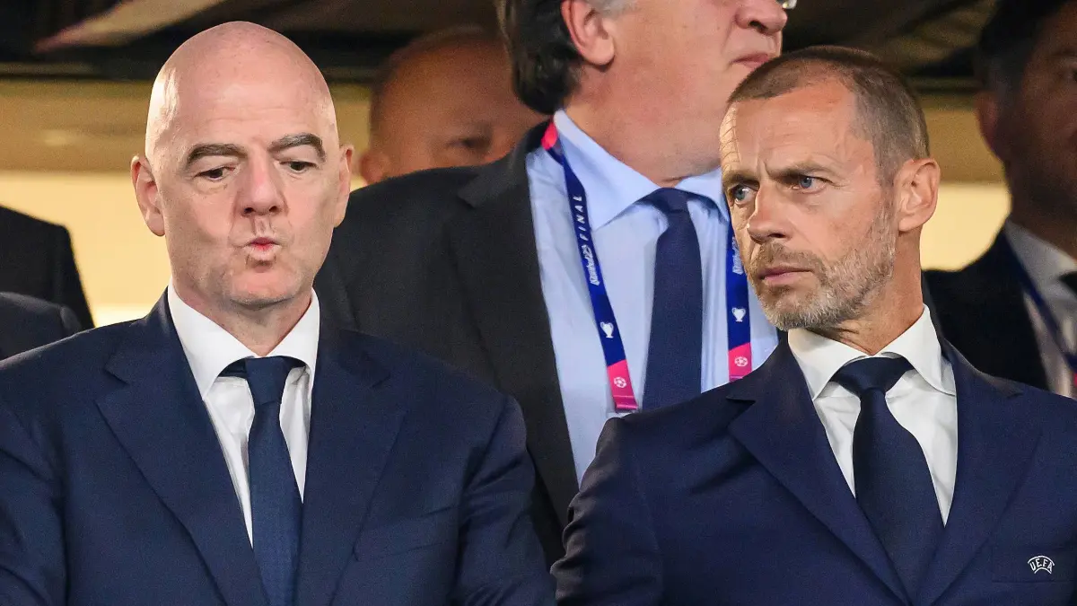 07 Aug - FIFA President Gianni Infantino and UEFA President Aleksander Ceferin 07 Aug 2026 - FIFA President Gianni Infantino and UEFA President Aleksander Ceferin. *** FILE PHOTO *** FIFA President Gianni Infantino left and UEFA President Aleksander Ceferin at the Champions League Final in Istanbul. Manchester City v Inter Milan - UEFA Champions League - Final - Ataturk Olympic Stadium Picture : Mark Pain ISTANBUL TURKEY PUBLICATIONxNOTxINxUK Copyright: xMarkxPainx