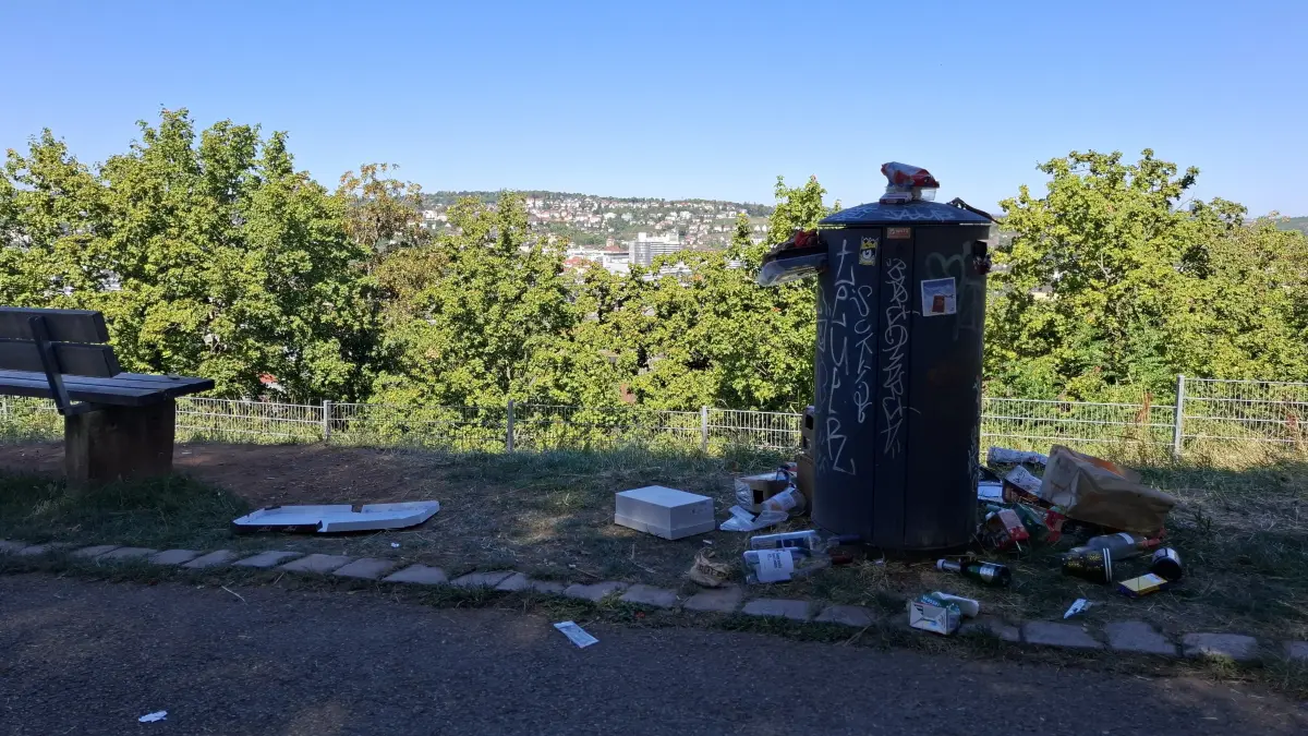 Müll auf der Uhlandshöhe nach der Sonnenfinsternis