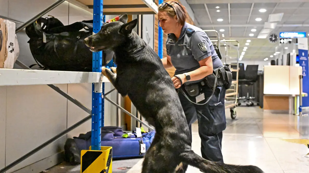 Kinderzeitung, Kinderreporter zu Besuch beim Zoll am Flughafen Stuttgart, Zollhund, Rauschgiftspürhund Fanny