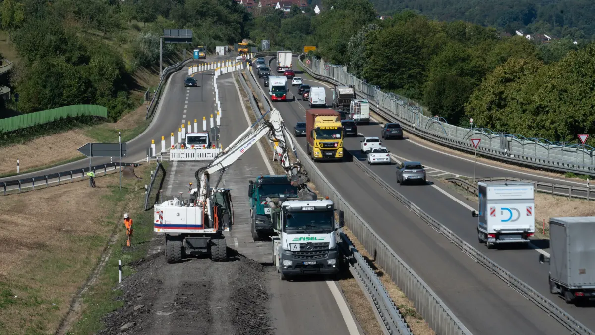 B10 Baustelle zwischen Faurndau und Göppingen