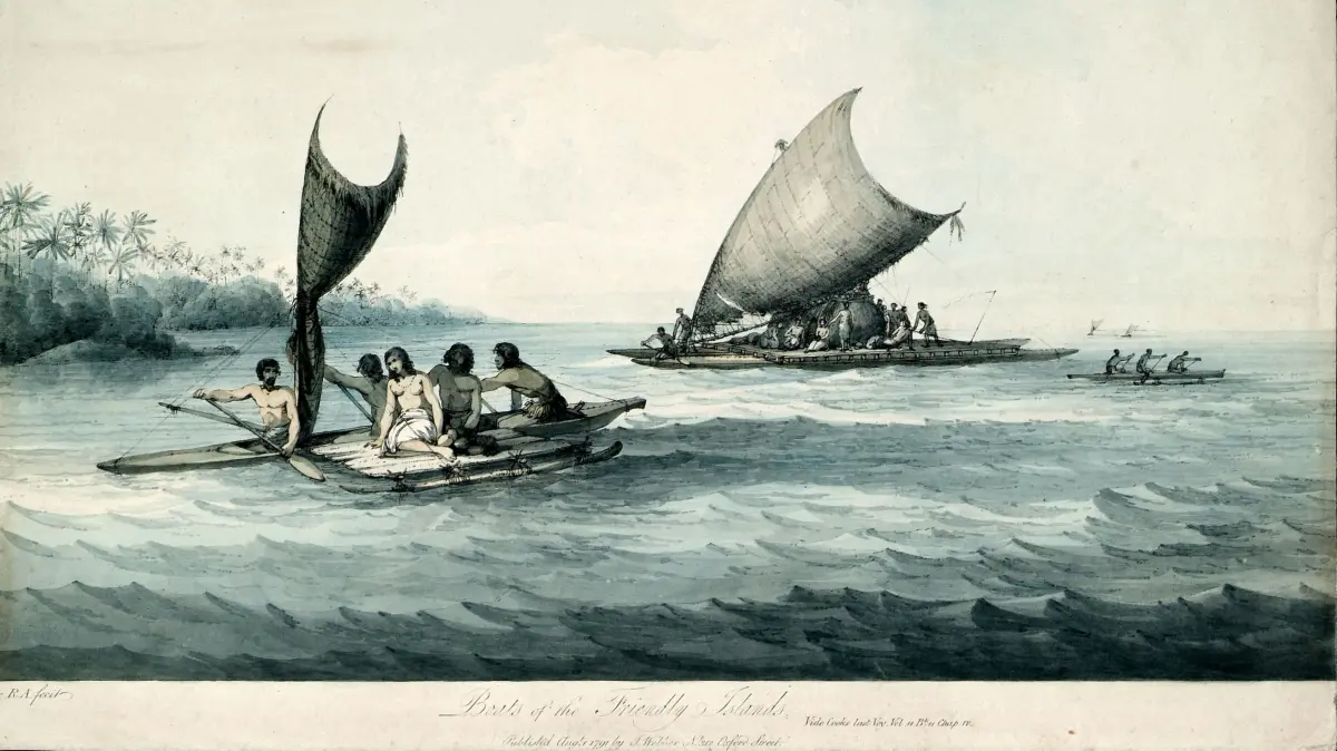 Polynesische Boote im Jahr 1791.