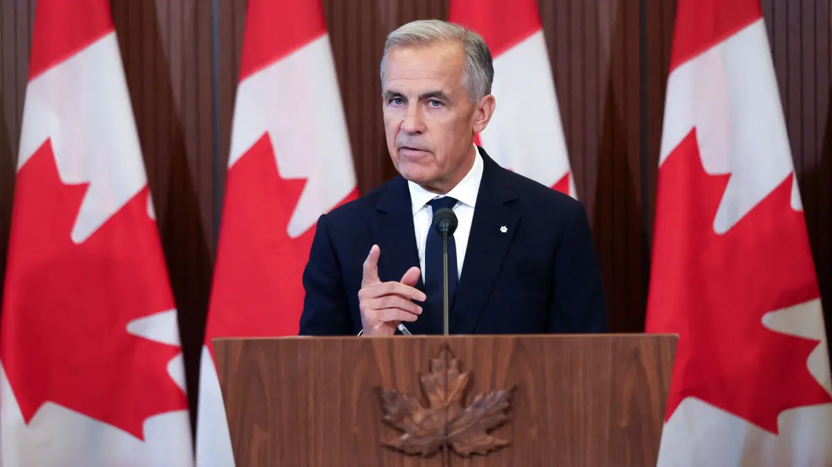 Canadian PM Carney holds a press after failed trade talks with the US: Canadian Prime Minister Mark Carney speaks at a press conference in Ottawa, Ontario, on August 22, 2026 after trade talks with the US collapsed. Carney said his country could not accept US terms for a trade deal, and would slap retaliatory tariffs on steel and dairy products in response to heavy duties imposed by Washington. "We cannot accept what they've offered, and we will not give what they've asked," Carney said in remarks on the failed negotiations, adding that Ottawa's new trade measures would take effect on September 8. (Photo by Dave Chan / AFP)