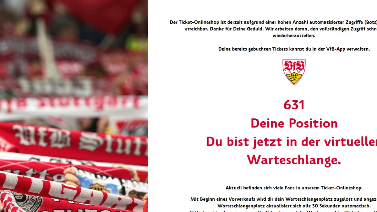 Overload due to bots: Why the VfB ticket shop is so difficult to access