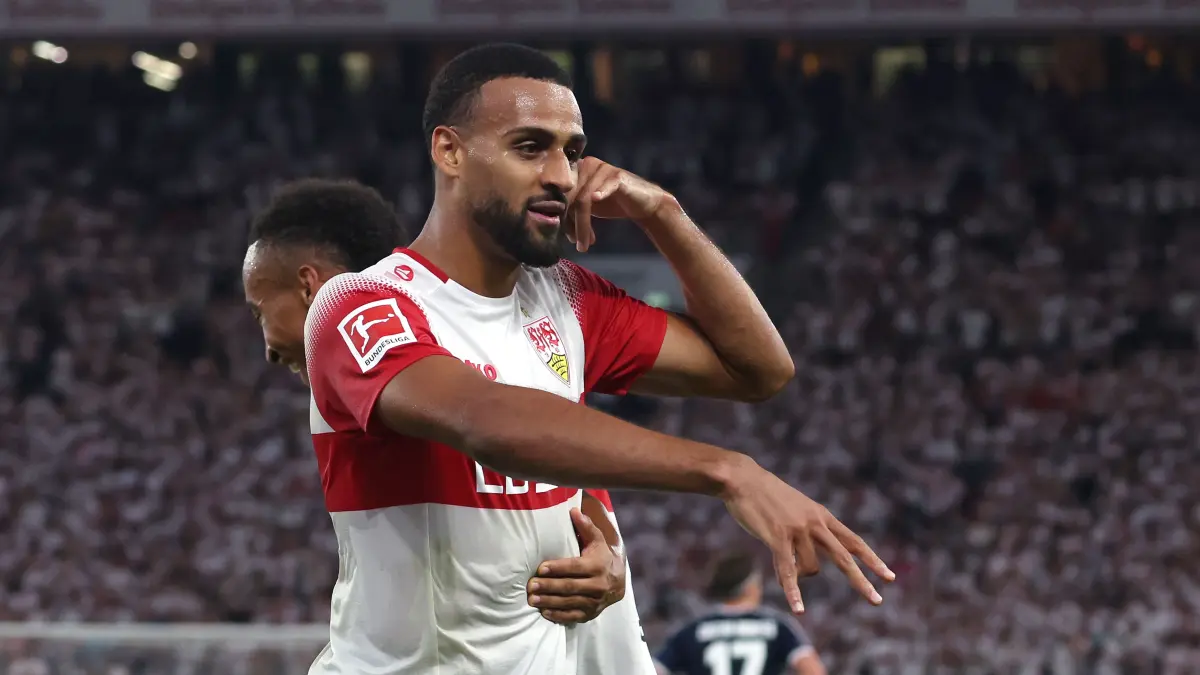 BAU // 2026.09.04, Deutschland, Stuttgart Fußball VfB Stuttgart vs. 1. FC Köln, v.l. Jamie Leweling (VfB) und Torschütze Josha Vagnoman (VfB) freuen sich über das Tor zum 4:1
Gemäß den Vorgaben der DFL Deutsche Fußball Liga ist es untersagt,
in dem Stadion und/oder vom Spiel angefertigte Fotoaufnahmen in Form von Sequenzbildern
und/oder videoähnlichen Fotostrecken zu verwerten bzw. verwerten zu lassen.
DFL, DFB regulations prohibit any use of photographs as image sequences and/or quasi-video.