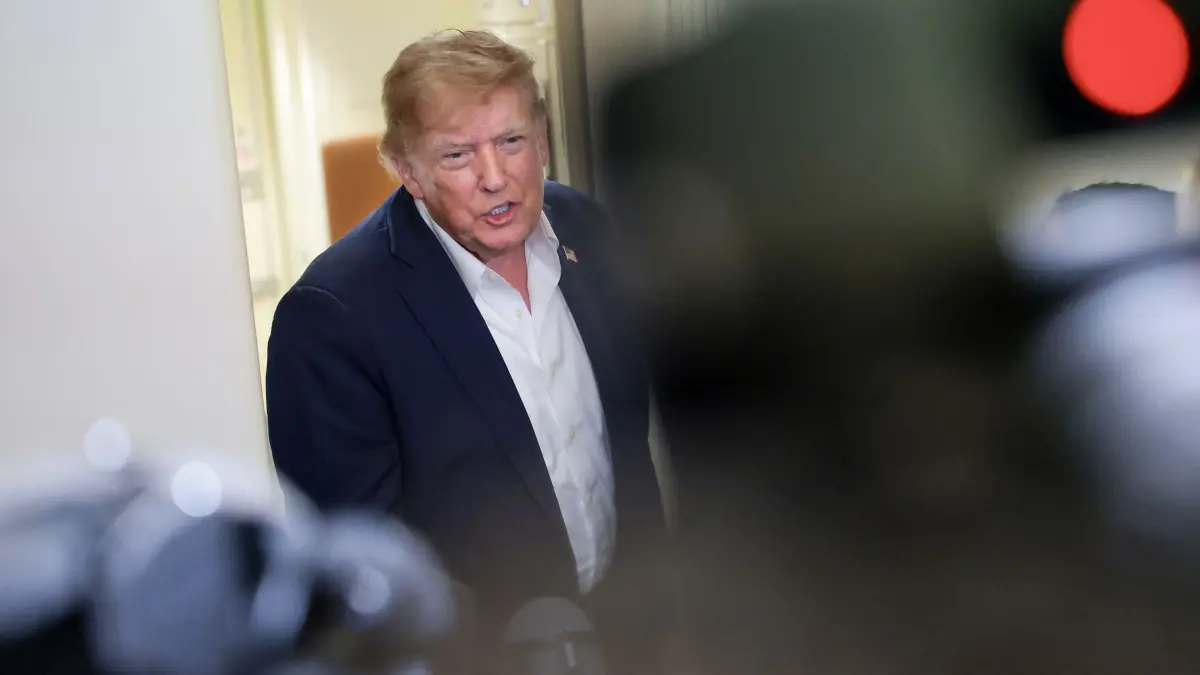President Trump Returns To Washington From Ireland: IN FLIGHT- SEPTEMBER 13: U.S. President Donald Trump speaks to reporters while aboard Air Force One while traveling back from Ireland to Joint Base Andrews, Maryland on September 13, 2026 in flight. President Trump spokes to reporters about his trip to Ireland and a range of other topics including advancements in AI, Ukraine and the midterms. Anna Moneymaker/Getty Images/AFP (Photo by Anna Moneymaker / GETTY IMAGES NORTH AMERICA / Getty Images via AFP)