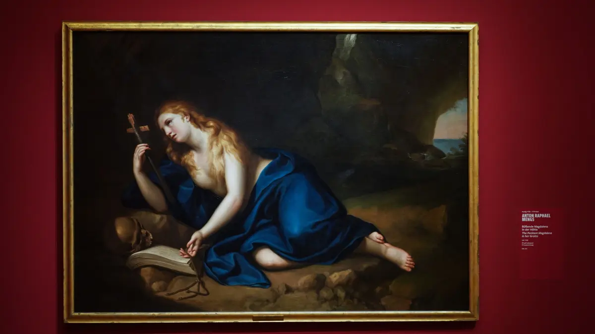 Frankfurter Staedel zeigt Schau ueber Maria Magdalena: Das Staedel-Kunstmuseum in Frankfurt am Main praesentiert eine Ausstellung ueber die Figur der biblischen Maria Magdalena im Wandel der Jahrhunderte. (Foto vom 16.09.2026: "Buessende Magdalena in der Hoehle" Anton Raphael Mengs (1728-1779)) Die Schau "Maria Magdalena. Sin. Pray. Love" zeigt erstmals umfassend in Deutschland deren Darstellung von der Apostelin und treuen Anhaengerin Jesu zur Suenderin und asketischen Buesserin, ueber die ekstatische Heilige bis hin zur modernen, selbstbestimmten Frau. Mehr als 100 Gemaelde, Skulpturen und Grafiken vom Mittelalter bis zur Gegenwart sind vom 17. September bis zum 17. Januar 2027 zu sehen. (Siehe epd-Meldung vom 16.09.2026) ACHTUNG: VEROEFFENTLICHUNG DES FOTOS NUR BIS AUSSTELLUNGSENDE GESTATTET!