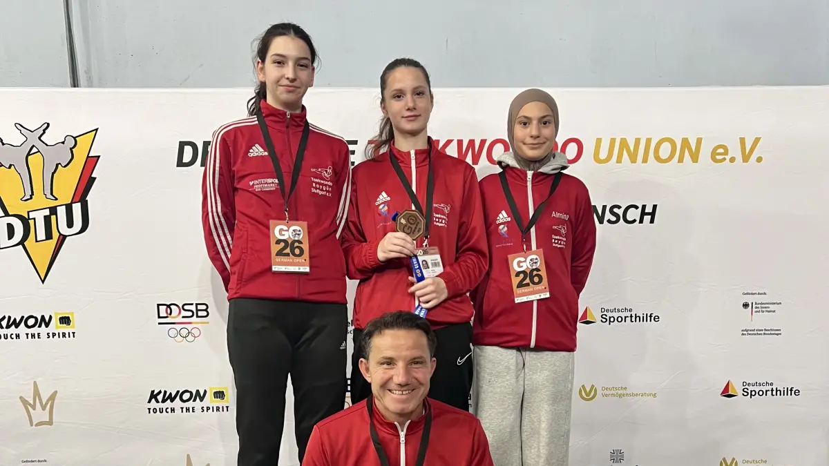 Das Team von Taekwondo Baygün Stuttgart bei den German Open in Hamburg.