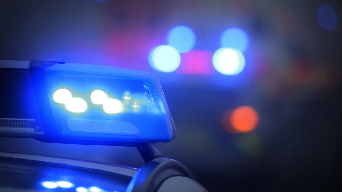 Polizei: ARCHIV - 10.11.2019, Bayern, Marktbreit: Ein Polizeiauto mit eingeschaltetem Blaulicht. (Symbolbild) (zu dpa: «A9 nach Unfall gesperrt – drei Verletzte») Foto: Karl-Josef Hildenbrand/dpa +++ dpa-Bildfunk +++
