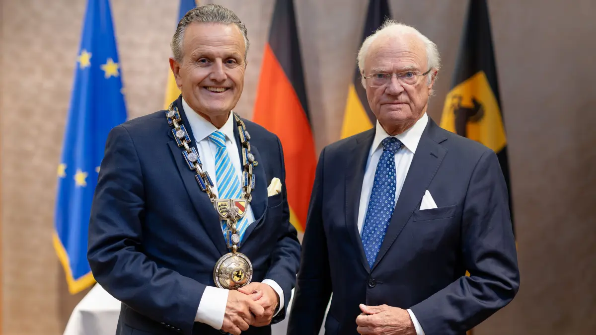 08.10.2026, Stuttgart: Die Landeshauptstadt Stuttgart empfängt König Carl XVI Gustaf von Schweden. Foto: Stadt Stuttgart/Christoph Schmidt