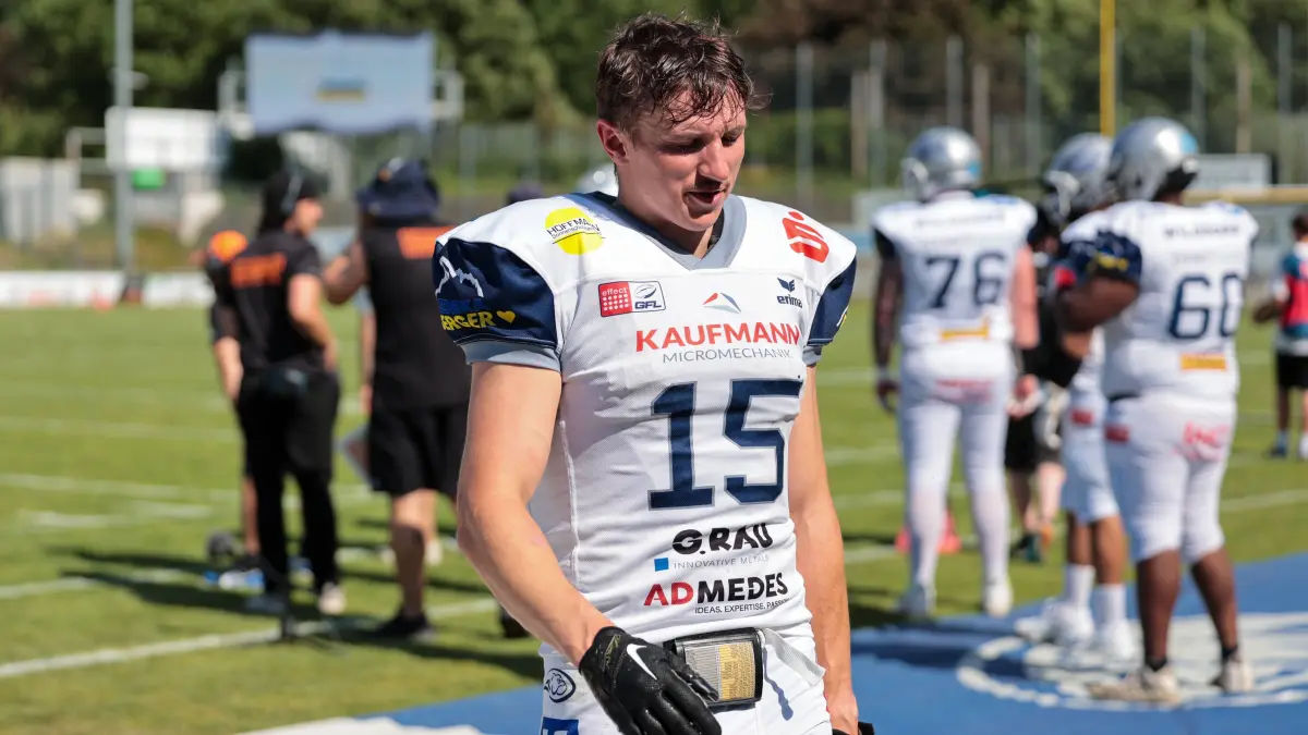 Konstantin Katz DB, Pforzheim Wilddogs, 15, Pforzheim Wilddogs vs Allgäu Comets, American Football, German Football League, Week 7, 2026, 20.06.2026 Copyright: xFootxBowl/SusannexHägelex