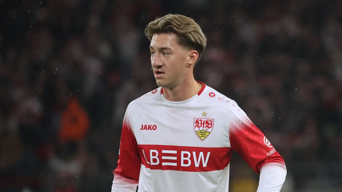 Fußball VfB Stuttgart vs. Borussia Mönchengladbach: BAU // Stuttgart, Fußball Bundesliga, 7. Spieltag, VfB Stuttgart vs. Borussia Mönchengladbach , Angelo Stiller ( VfB )